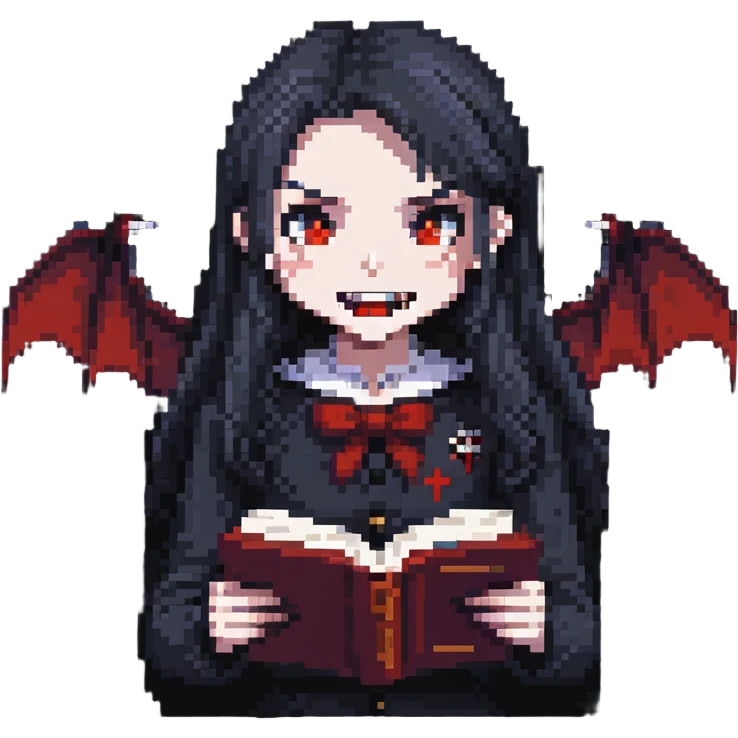 vampire girl reading a book emoji