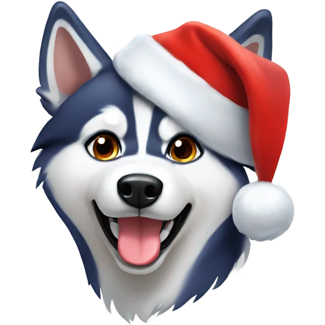 Husky with Santa hat emoji