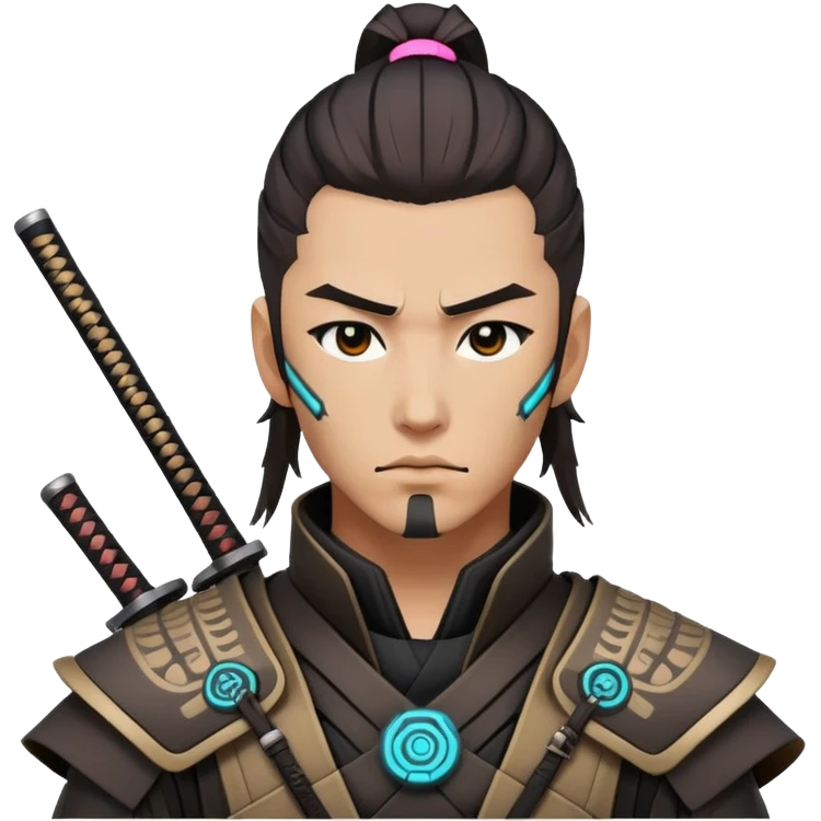 modern nomad samurai with cyberpunk elements emoji