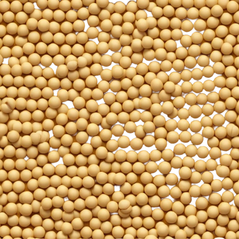 loose scatter of small round seeds in warm yellow to light brown tones, matte, slightly textured surface, grains in varied sizes, clustered or gently dispersed in a natural pile, no bowl or extras, soft lighting, subtle shadows, emoji scale emoji