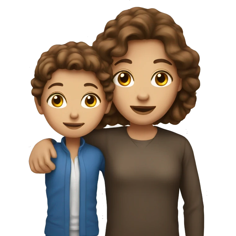 Brown hair lady with boy emoji