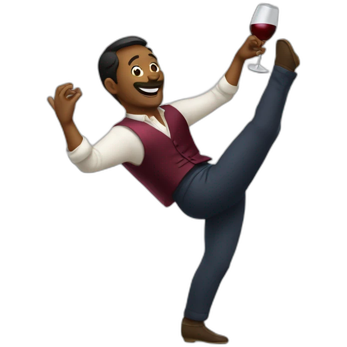 men dancing with wine emoji