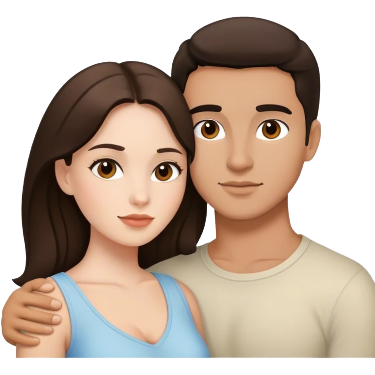 Intimate sfw between white brunette and Latino lover emoji