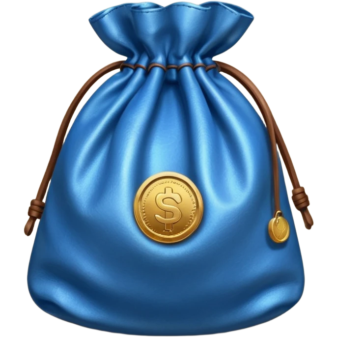 blue coins outside a brown money bag  emoji