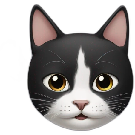 Black and white cat with a black little mustache under the nose emoji