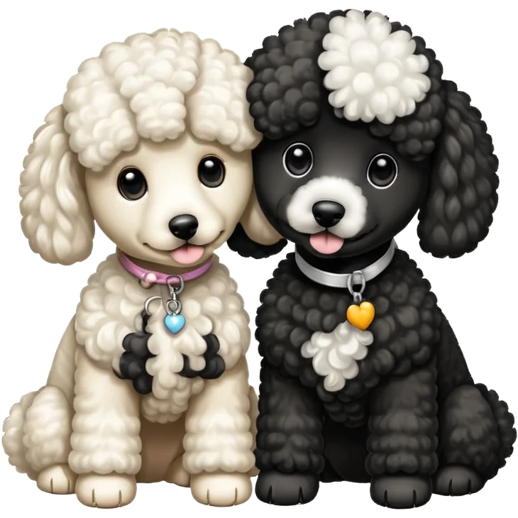 Un caniche blanco y otro caniche negro,los dos separados Y que sean caniches emoji