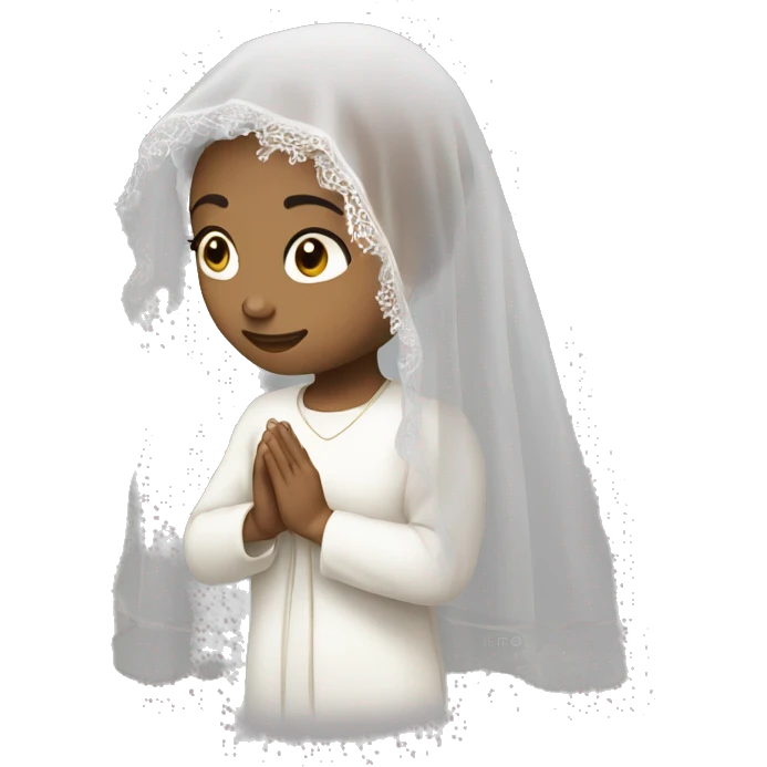 Light skin girl praying with lacewhite veil  emoji