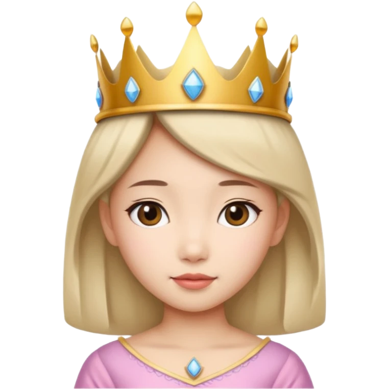 Asian girl wearing a princess crown on her head  emoji