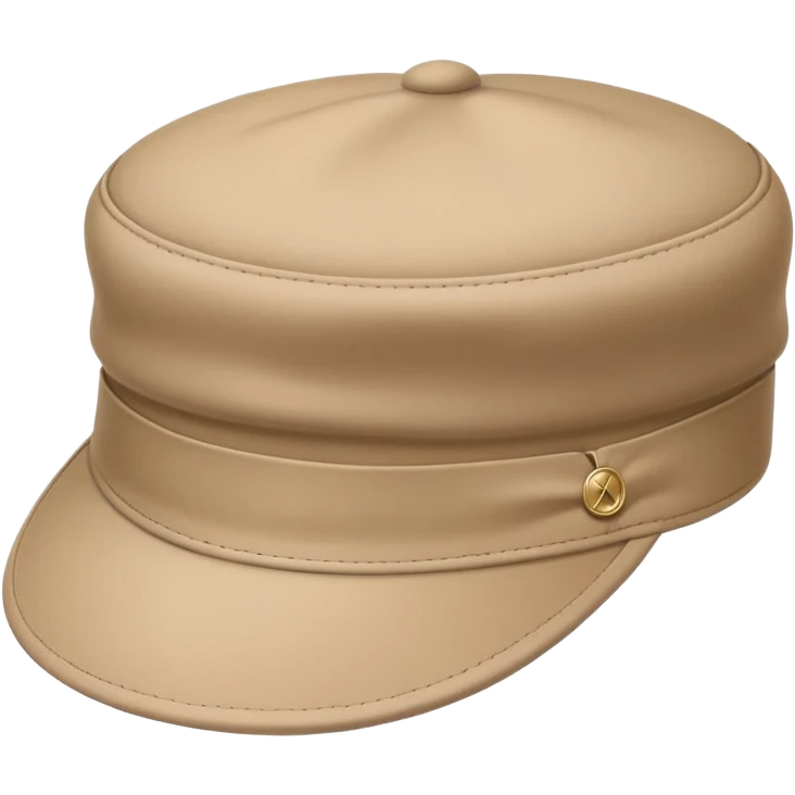Single beige Kangol hat floating, iOS emoji style silhouette, light beige color, isolated headwear emoji