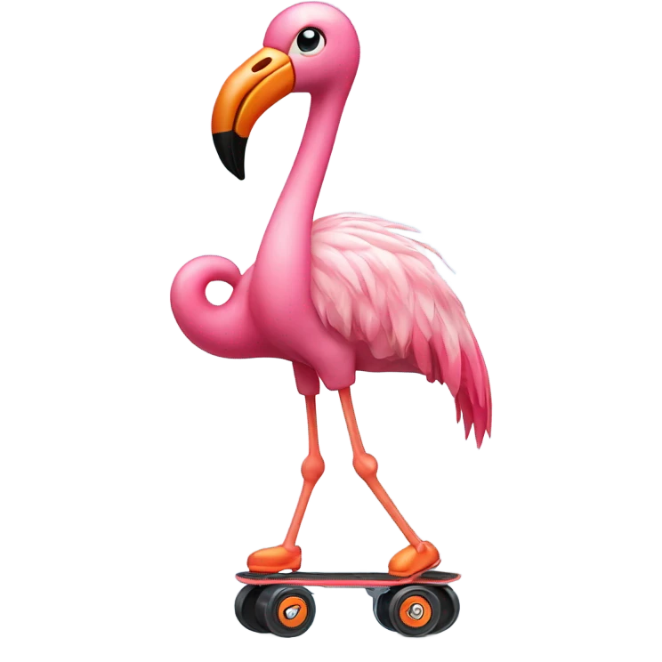 Flamingo dancing in roller blades  emoji