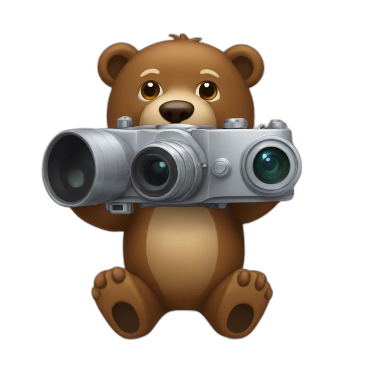 urso segurando uma camera emoji