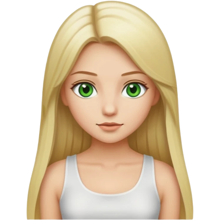 Pretty girl with long straight blonde hair, green eyes and white crop top emoji