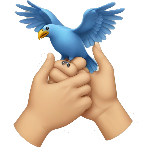 two hands crossing thumbs making a bird emoji