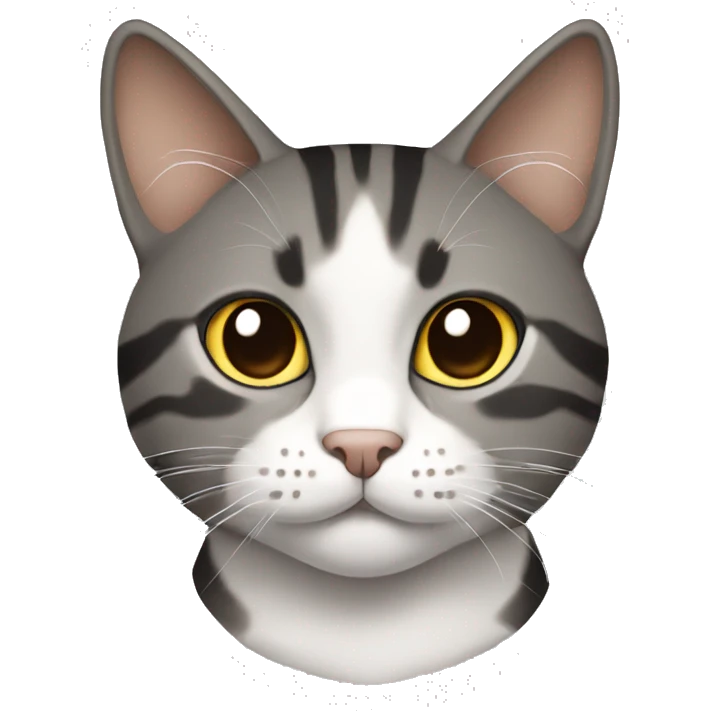 European cat grey brown white black iOS 18 style  emoji