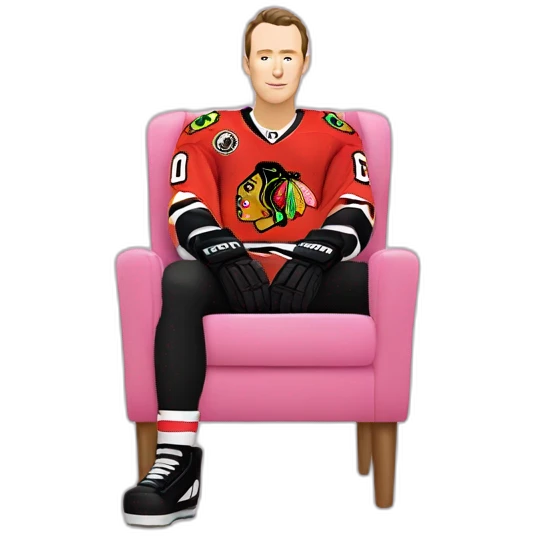 Jonathan Toews sitting on pink chair emoji