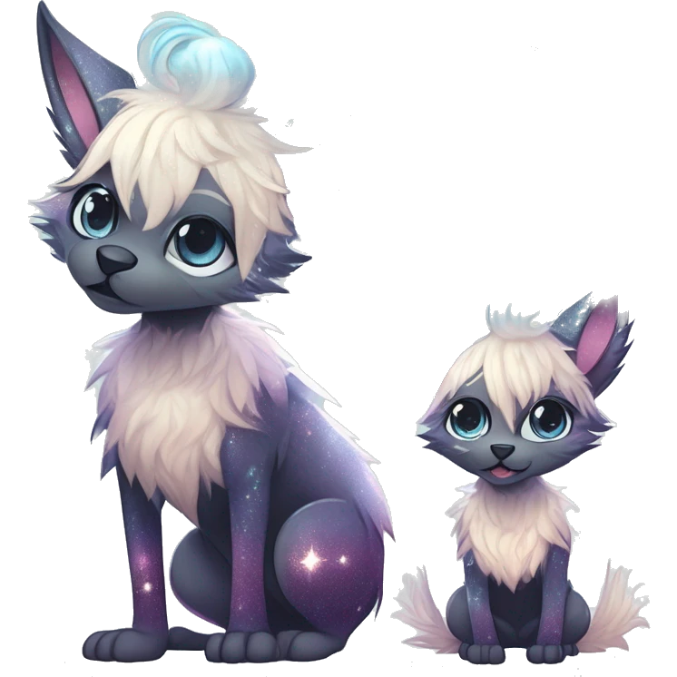 Cool cute Kawaii edgy ethereal futuristic modern epic fantasy animal sparkle fursona Fionbri creature by griffsnuff & LiLaiRa & Falvie full body emoji
