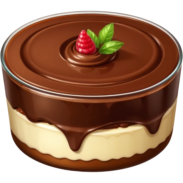 realistic and appetizing chocolate pudding dessert with a layer of flan on top emoji