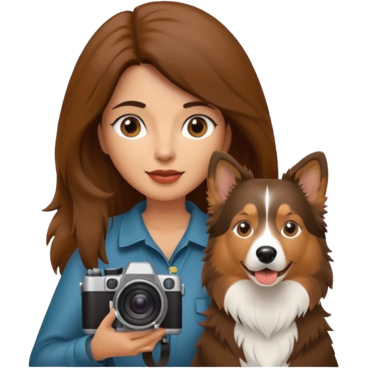Latina with a camera and one collie dog emoji