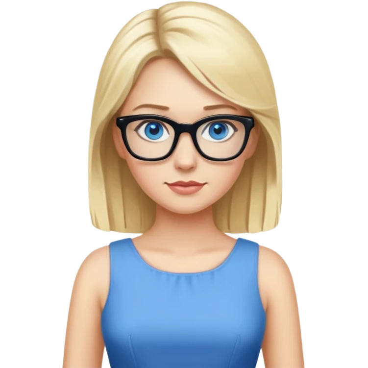Photo Realistic 50's pin up,  blonde, black glasses and blue eyes full figure emoji