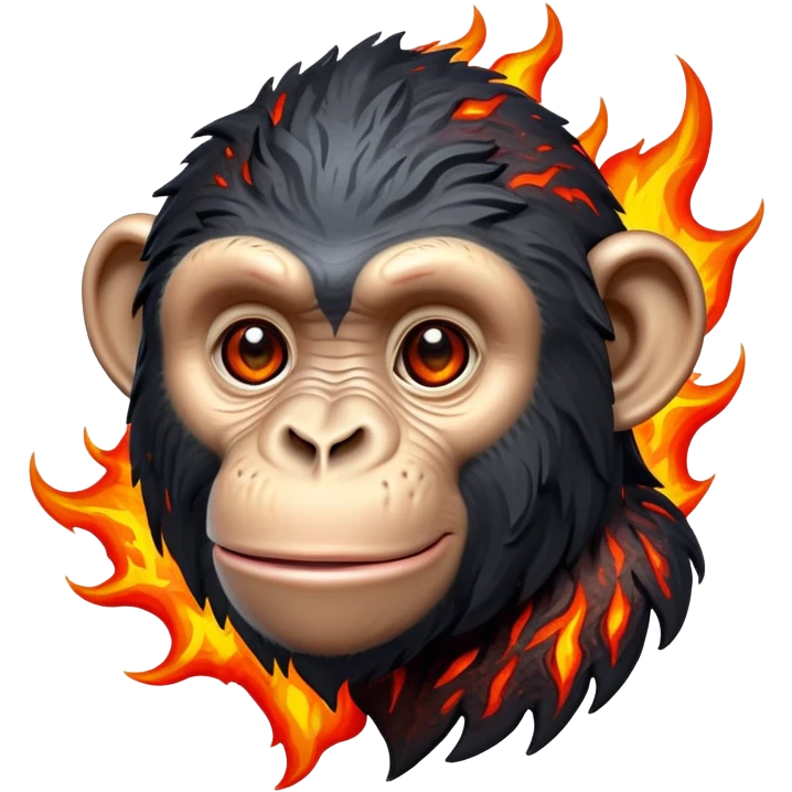 Chimpanzee with lava fur emoji