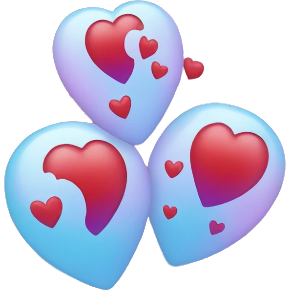 Three hearts, purple, red, light blue emoji