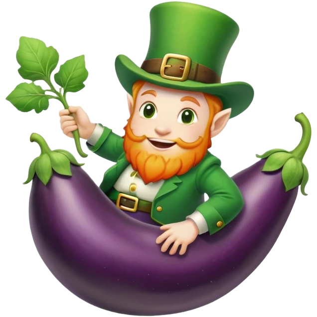 Leprechaun riding eggplant  emoji