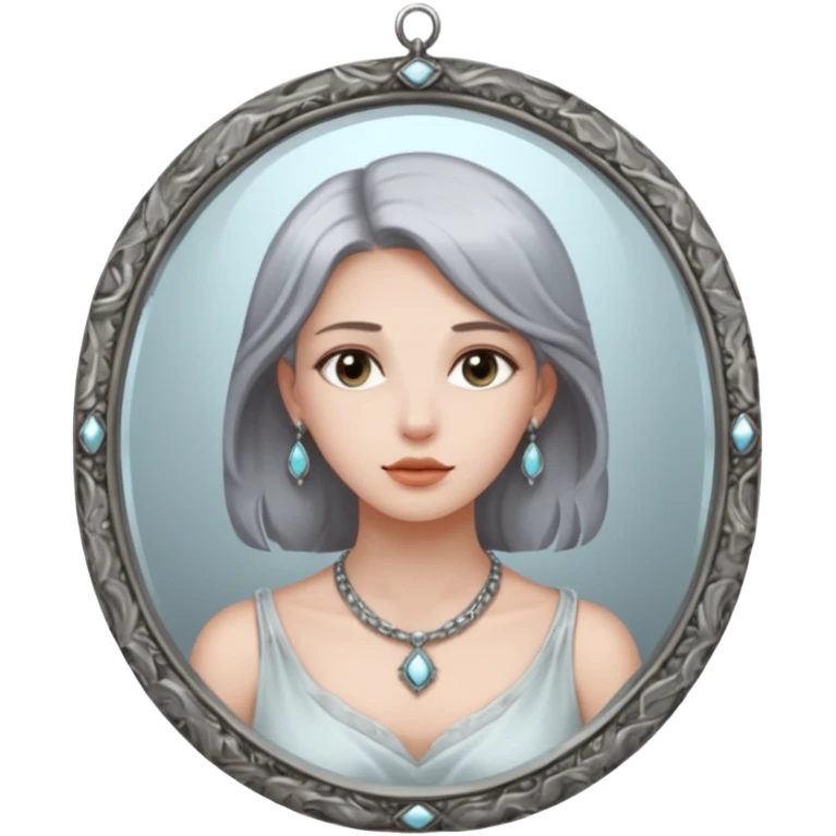 Woman facing ancient mirror, reflection slightly delayed and darker emoji