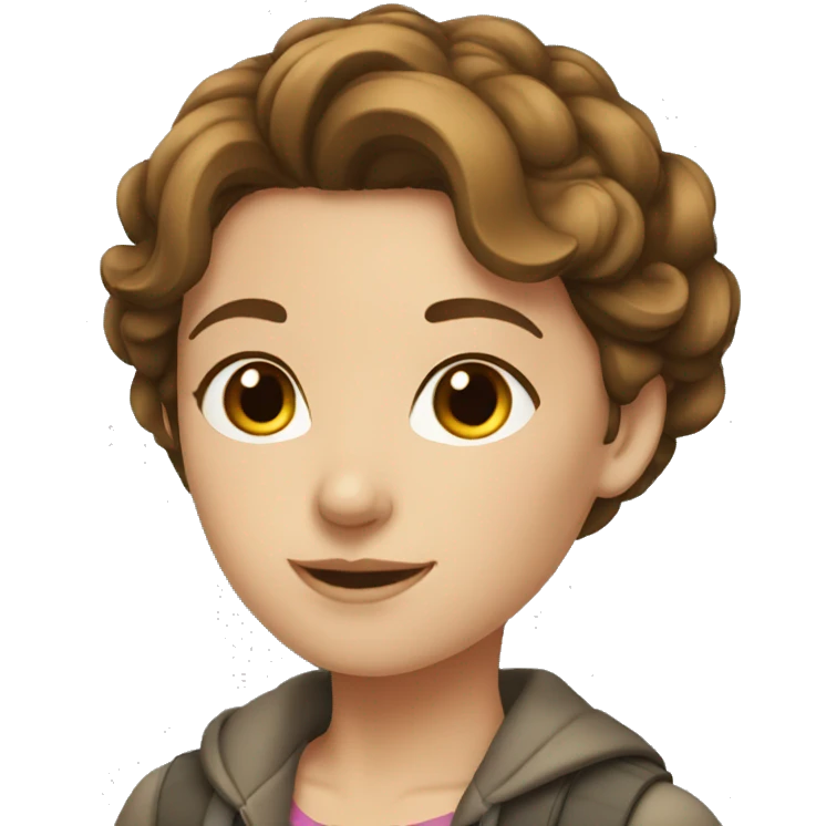 young women with brown hair and french emoji