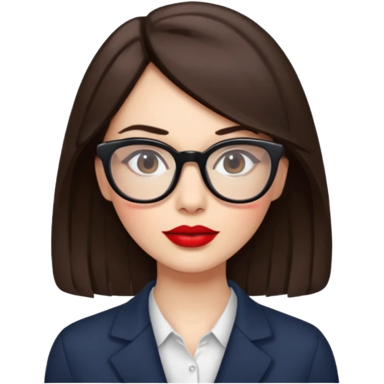brunette with red lipstick and glasses emoji