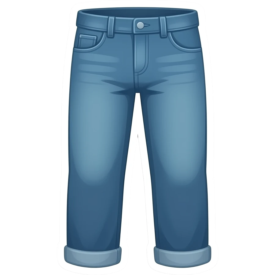 cartoon emoji of the long jeans, thick outline, flat colors, simple 2D, minimal, clean background, sticker style, no 3D emoji