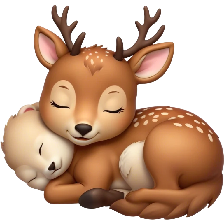 Meme-Worthy Cute Sleeping Deer Portrait Emoji, Head resting peacefully with a contented smile, showcasing a delicate, slender build and a luxuriously soft Fur, eyes shut in a serene, restful nap, Simplified yet hilariously adorable features, highly detailed, glowing with a soft, drowsy light, high shine, relaxed and utterly lovable, stylized with an air of playful laziness, bright and heartwarming, soft glowing outline, capturing the essence of a comically sleepy deer, so meme-worthy it feels like it could instantly become the next viral sensation of adorable woodland slumber! emoji