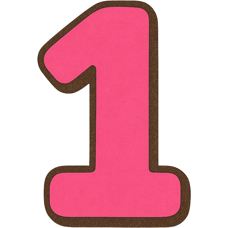 bold and legible number in bright fluorescent pink color, modern style, transparent background emoji