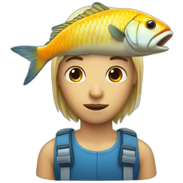 human with fish head emoji