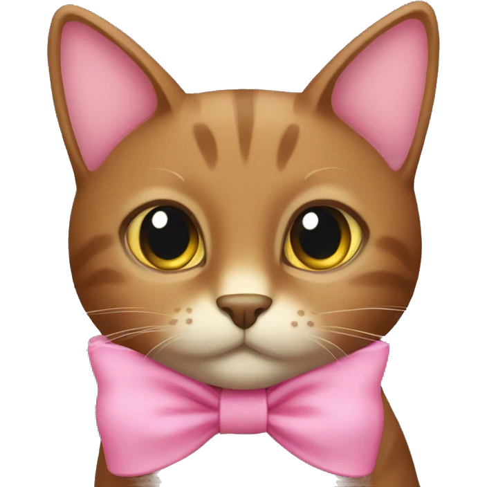 Brown cat with pink bow emoji