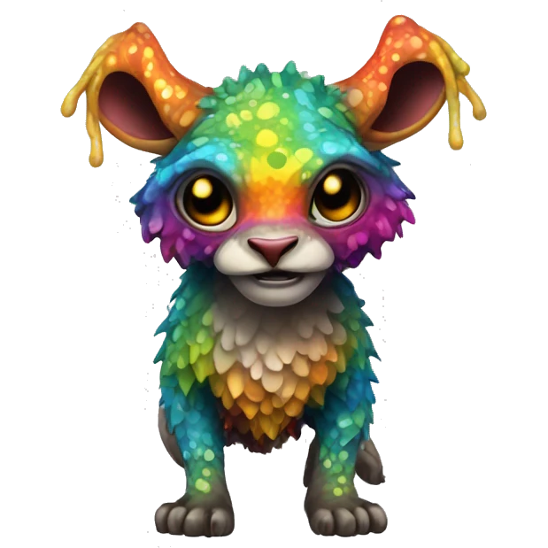 a colorful edgy vernid-fionbri-animal-creature with splash patterns full body emoji