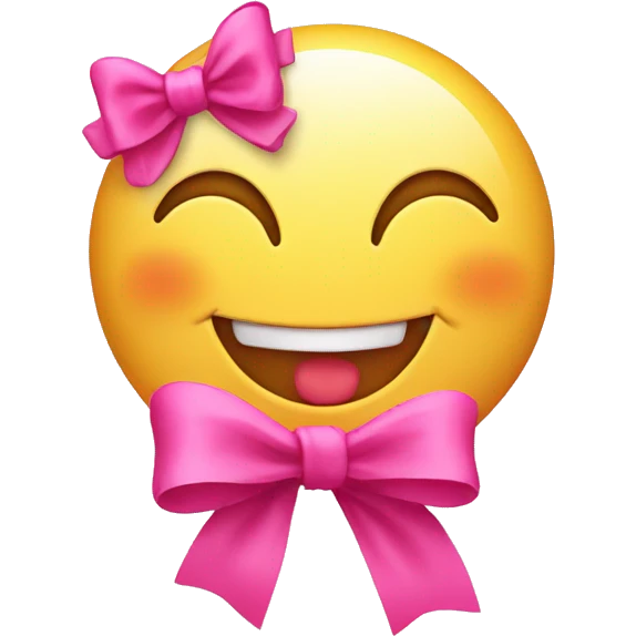 Standard Smily face with a pink bow emoji