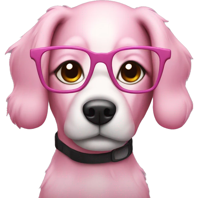 Create a pink dog with glasses emoji