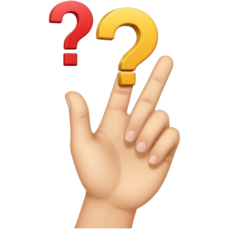 a yayayoyo style fair face and hand emoji pointing to question and answer emoji