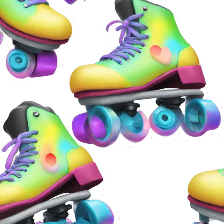 roller skates with rainbow laces and neon wheels emoji