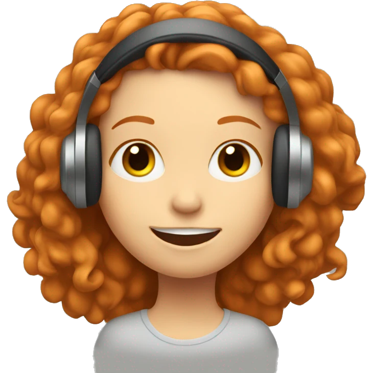 Ginger girl enjoying music in headphones emoji