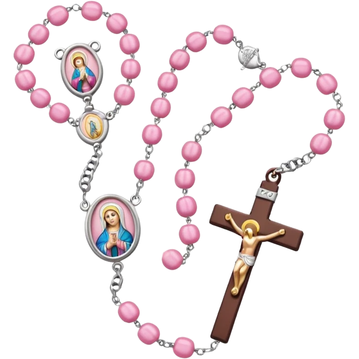 make catholic rosary with very girly pink tones. emoji