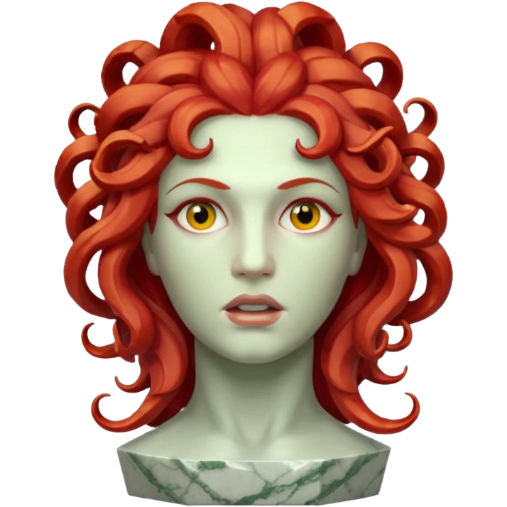 statue head medusa red hair marble emoji