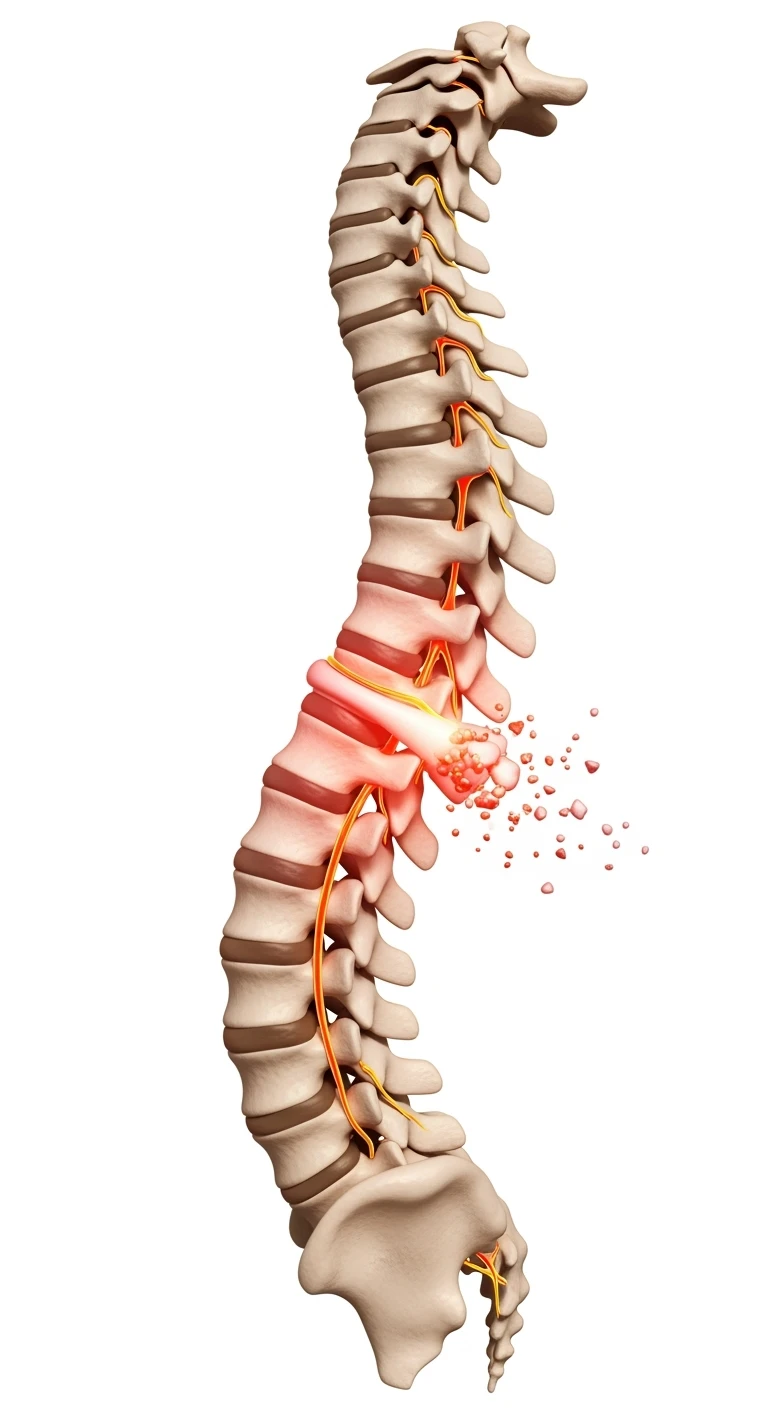 spina dorsale anatomica umana infiammata con ernia, ISOLATO SU SFONDO BIANCO emoji