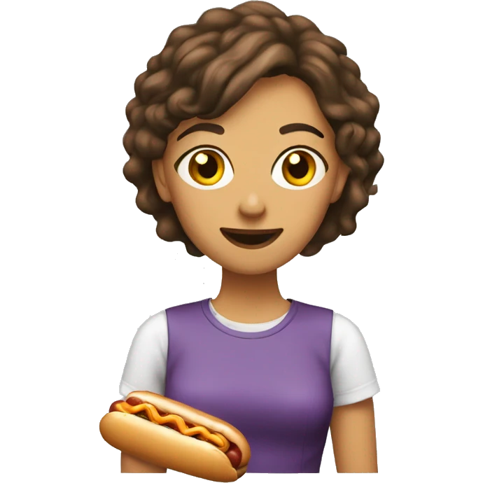 lesbian haircut eating a hotdog emoji