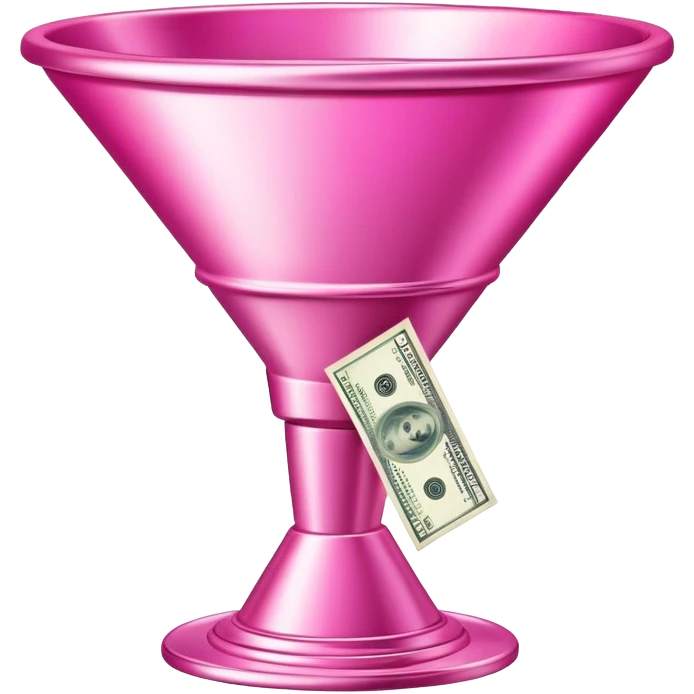 pink marketing funnel with dollars at the buttom emoji