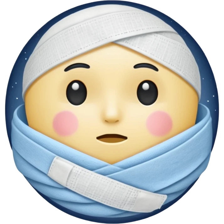 moon wrapped in bandage like “overworked” emoji