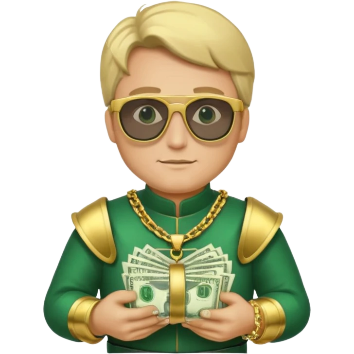 Knight with helmet gold chain dark glasses money emoji