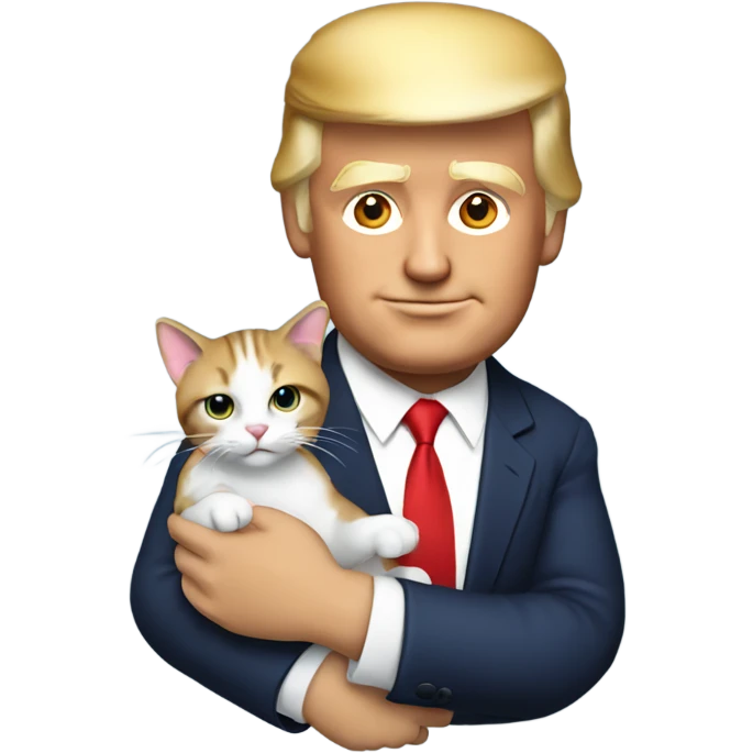 Donald Trump holding a cat emoji