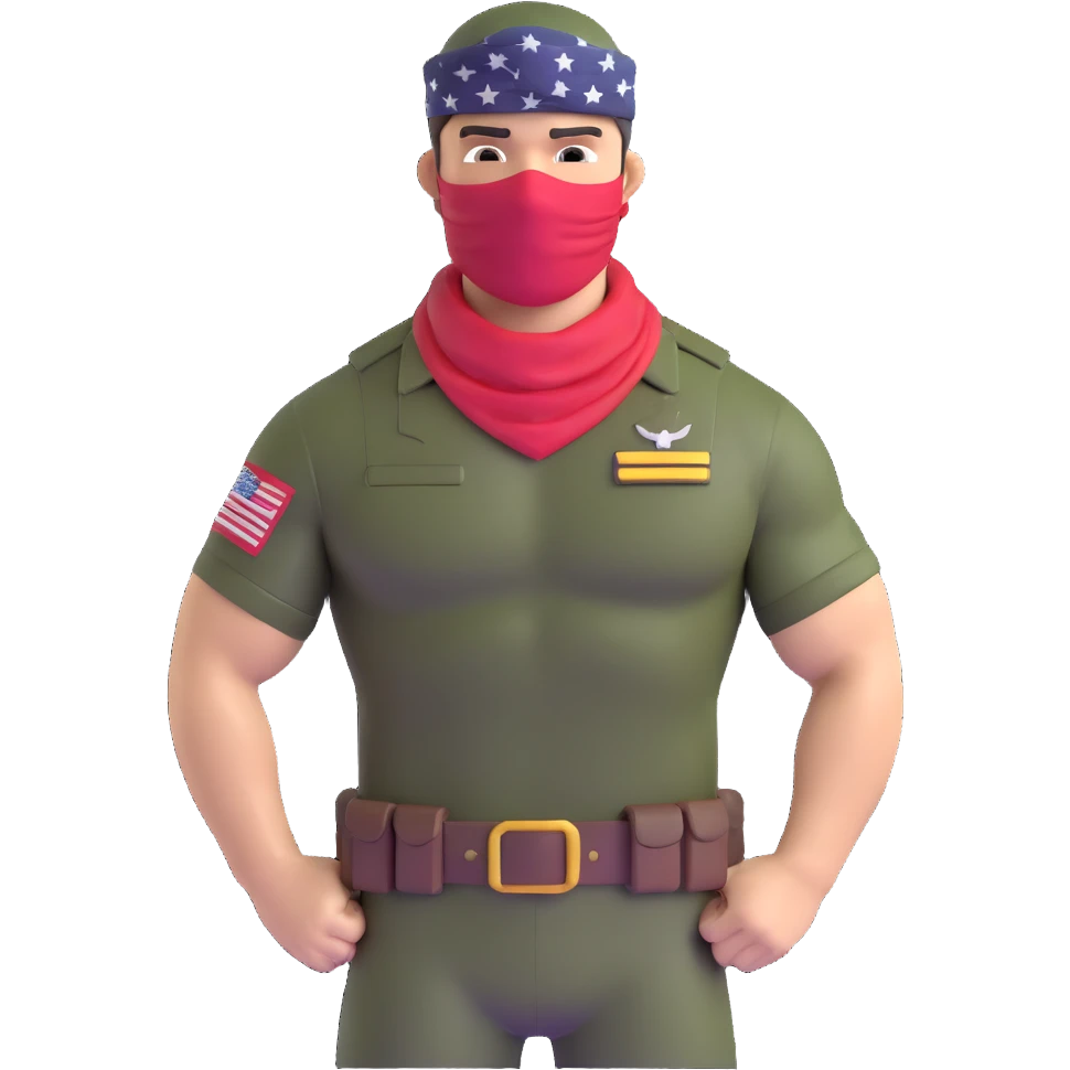 Carl Weathers as Dillon from Predator movie, muscular man in military gear with bandana emoji