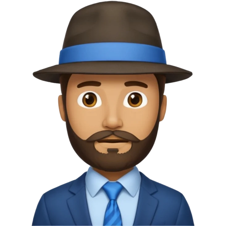 bearded man wearing hat and blue tie emoji